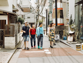 Tourists on a tour with a local guide