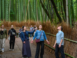 Tourists visiting Arashiyama Bamboo Grove Tourists visiting Arashiyama Bamboo Grove