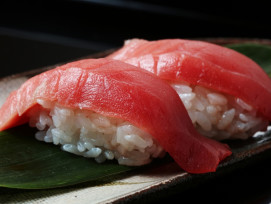 Tuna sushi from Toyosu market, Tokyo Tuna sushi from Toyosu market, Tokyo
