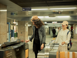 Tourists embarking on their day in Osaka