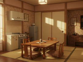 Interior exhibit at the Housing and Living Museum showing a recreated 1950s Osaka apartment. Interior exhibit at the Housing and Living Museum showing a recreated 1950s Osaka apartment.
