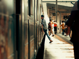 Local train platform at sunset with passengers waiting and warm golden light. Photo by Muhammad Al Bazzar on Pexels. Local train platform at sunset with passengers waiting and warm golden light. Photo by Muhammad Al Bazzar on Pexels.