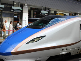Sleek white and blue Shinkansen arriving at Shin-Osaka Station Image by motihada from Pixabay Sleek white and blue Shinkansen arriving at Shin-Osaka Station Image by motihada from Pixabay