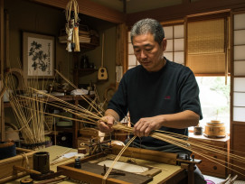 Local artisan demonstrating traditional craft techniques in a small workshop setting
