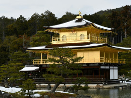 Snow-covered Golden Pavilion creating dramatic contrast against winter sky Photo by Max Harlynking on Unsplash Snow-covered Golden Pavilion creating dramatic contrast against winter sky Photo by Max Harlynking on Unsplash