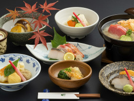 Traditional autumn kaiseki meal with seasonal ingredients. Traditional autumn kaiseki meal with seasonal ingredients.