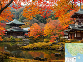 Multi-day travel itinerary with autumn photographs and map Multi-day travel itinerary with autumn photographs and map