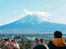 Lake Kawaguchiko, showcasing Mount Fuji's beauty and se Lake Kawaguchiko, showcasing Mount Fuji's beauty and se