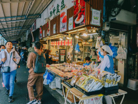Tsukiji market stall. Tsukiji market stall.
