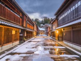 Cobblestone streets with traditional buildings in the s