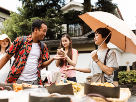 Tourists with a private tour guide