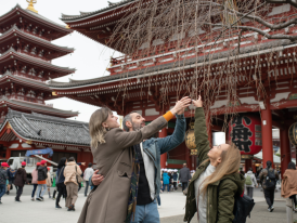 Private guide and tourists at Senso-ji Temple, Japan