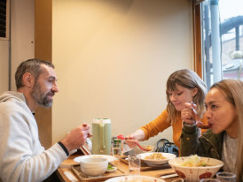 A  traditional Japanese breakfast at Hatsufuji