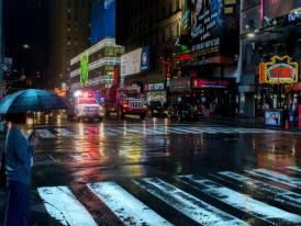 NYC Crosswalk at Night
