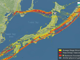 Radar map showing typical typhoon paths around Osaka region