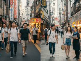 Happy travelers enjoying personalized attention versus frustrated group tourists.