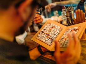 Local bar's handwritten menu with daily specials.