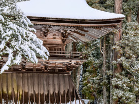 Kinkaku ji temple's golden pavilion reflected in a partially frozen pond with snow on surrounding pine trees Photo by Airbr3ak3r.ZH on Unsplash
