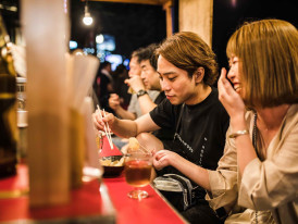 People at an eatery in Kagurazaka, Tokyo