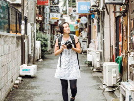 Visiting Tokyo alone.