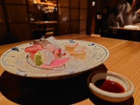 Fresh sashimi at a high-end local restaurant