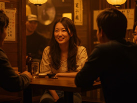 Relaxed conversation continuing late into the night