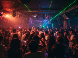 A picture of the dance scene at night.