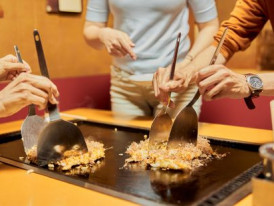 Preparing Okonomiyaki