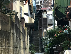 A quiet morning scene in a residential Osaka neighborhood with locals going about their daily routines Photo by YUGO ASAI on Unsplash