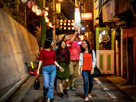 Small group exploring with local host.