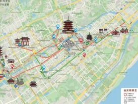 Map showing temple locations and transportation routes kyoto
