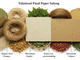 Different plant fibers and materials used in traditional Japanese paper making.