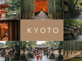 A montage showing the interconnected cultural elements of Kyoto