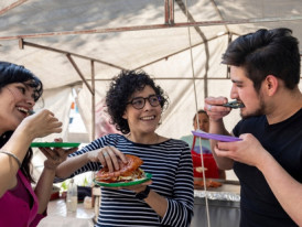 Traditional pambazos, quesadillas and tlacoyos.