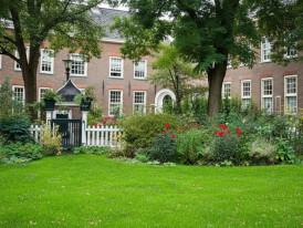 Peaceful Karthuizerhof courtyard with historic buildings
