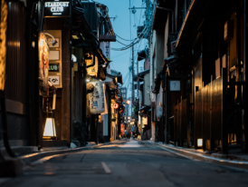 Narrow alley at night
