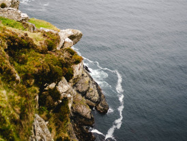 Howth cliff path above Dublin Bay with sea cliffs and open water