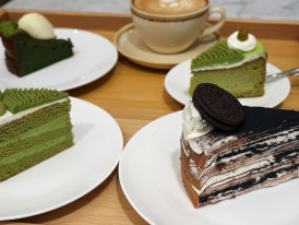 Matcha cheesecake and oreo cake from Kova Patisserie
