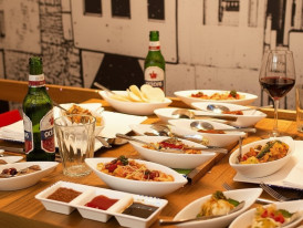 Traditional rijsttafel spread