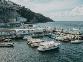 Marina Grande waterfront with restaurants and fishing boats