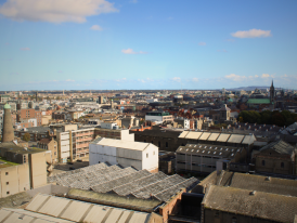 Panoramic view over Dublin city from the Guinness Storehouse 