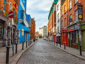 Classic cobbled streets in Dublin