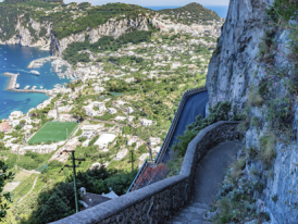 Stone steps from Marina Grande up toward Anacapri views