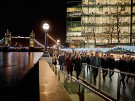 Thames Walk at Night with views of Tower Bridge