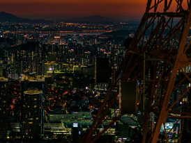 View from N Seoul Tower showing Seoul's night cityscape