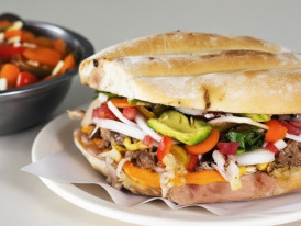 Torta cubana and chiles Jalapeños