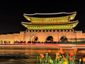 Peaceful walk to Gwanghwamun Gate at night