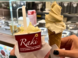 Artisan gelato at Raki on Via San Cesareo with a variety of flavours to choose from