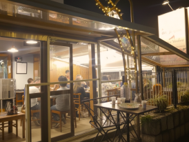 Outside La Cantinaccia del Popolo on a warm summer evening