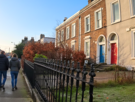 Quiet terraced houses on a Stoneybatter backstreet